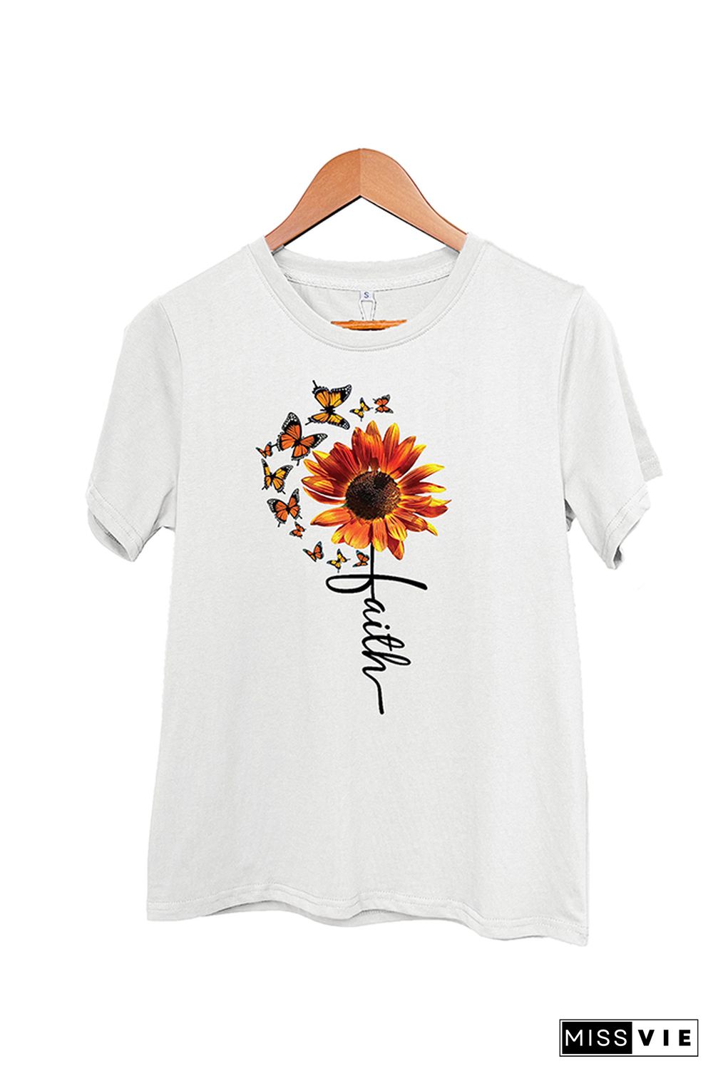 Sunflower and Butterflies Short Sleeve Graphic Tee Wholesale