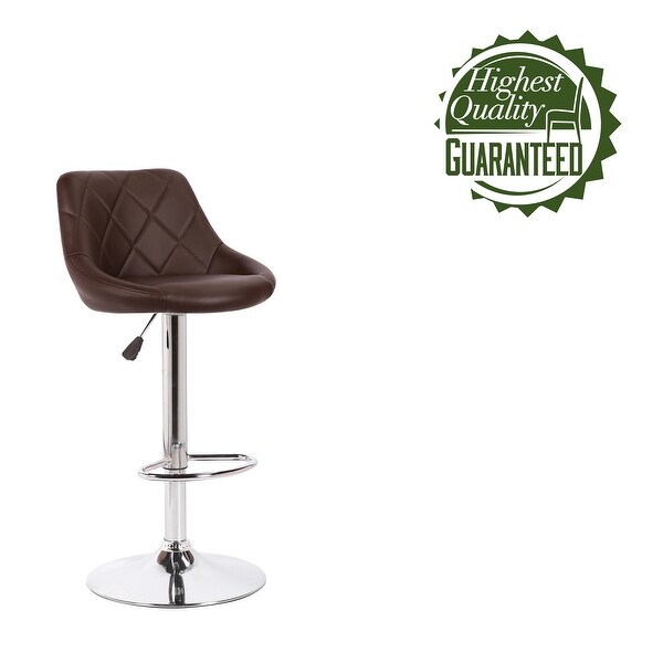 Porthos Home Rea Swivel Adjustable Height Bar Stool， PU Leather， Chrome Base