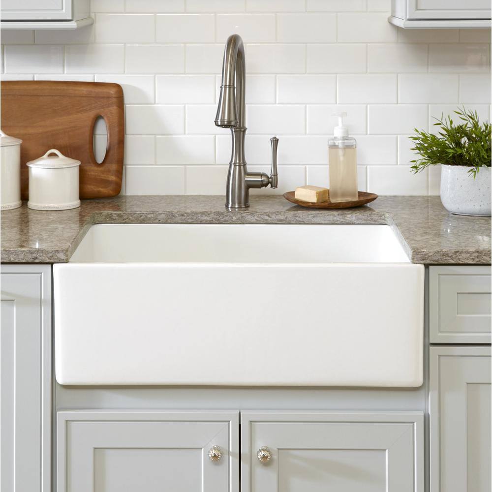 SINKOLOGY Bradstreet II Farmhouse Fireclay 30 in. Single Bowl Kitchen Sink in Crisp White with Disposal Drain SK499-30FC-D