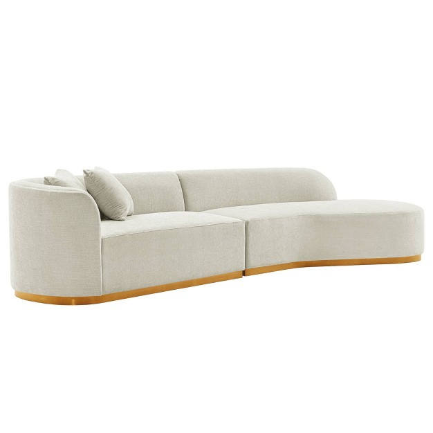 Daria Linen Upholstered Sofa Sectional With Pillows Ivory Manhattan Comfort