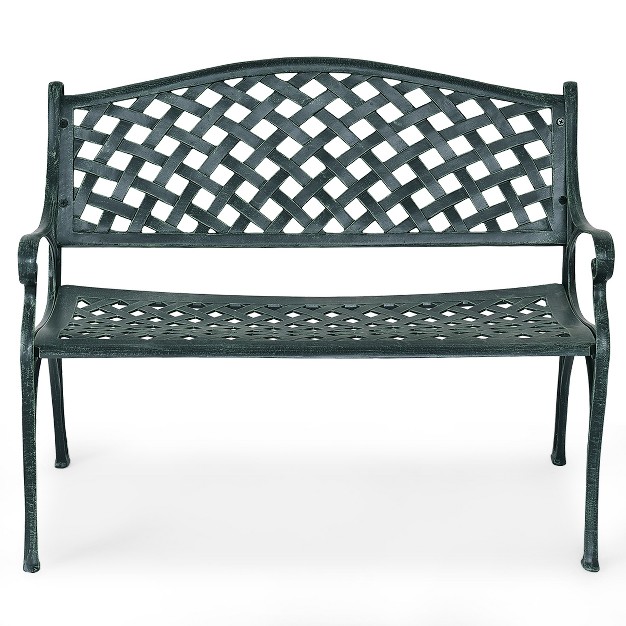 Tangkula Antique Garden Bench Park Yard Seat Aluminum Frame Outdoor