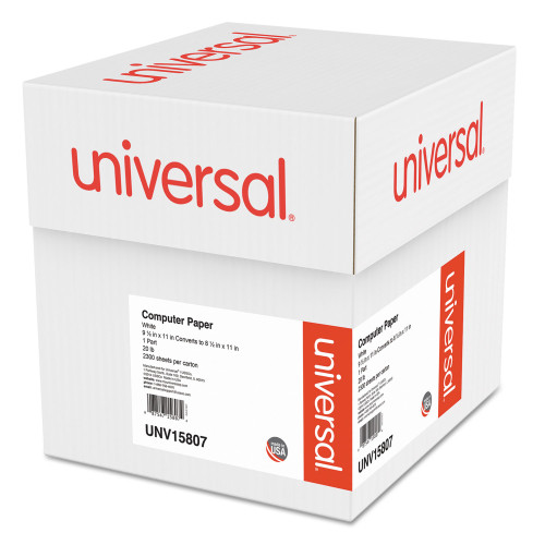 Universal Printout Paper， 1-Part， 20 lb Bond Weight， 9.5 x 11， White， 2，300/Carton (15807)