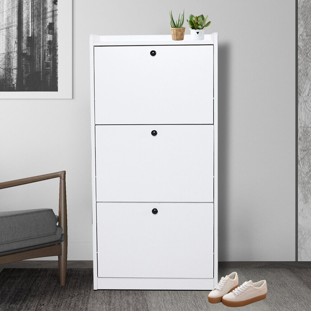 TFCFL 3-Tier Shoe Rack Storage Organizer with Drawers White Entryway 3-Tier Shoe Rack Storage Organizer with Drawers White Entryway Storage Cabinet Storage Cabinet