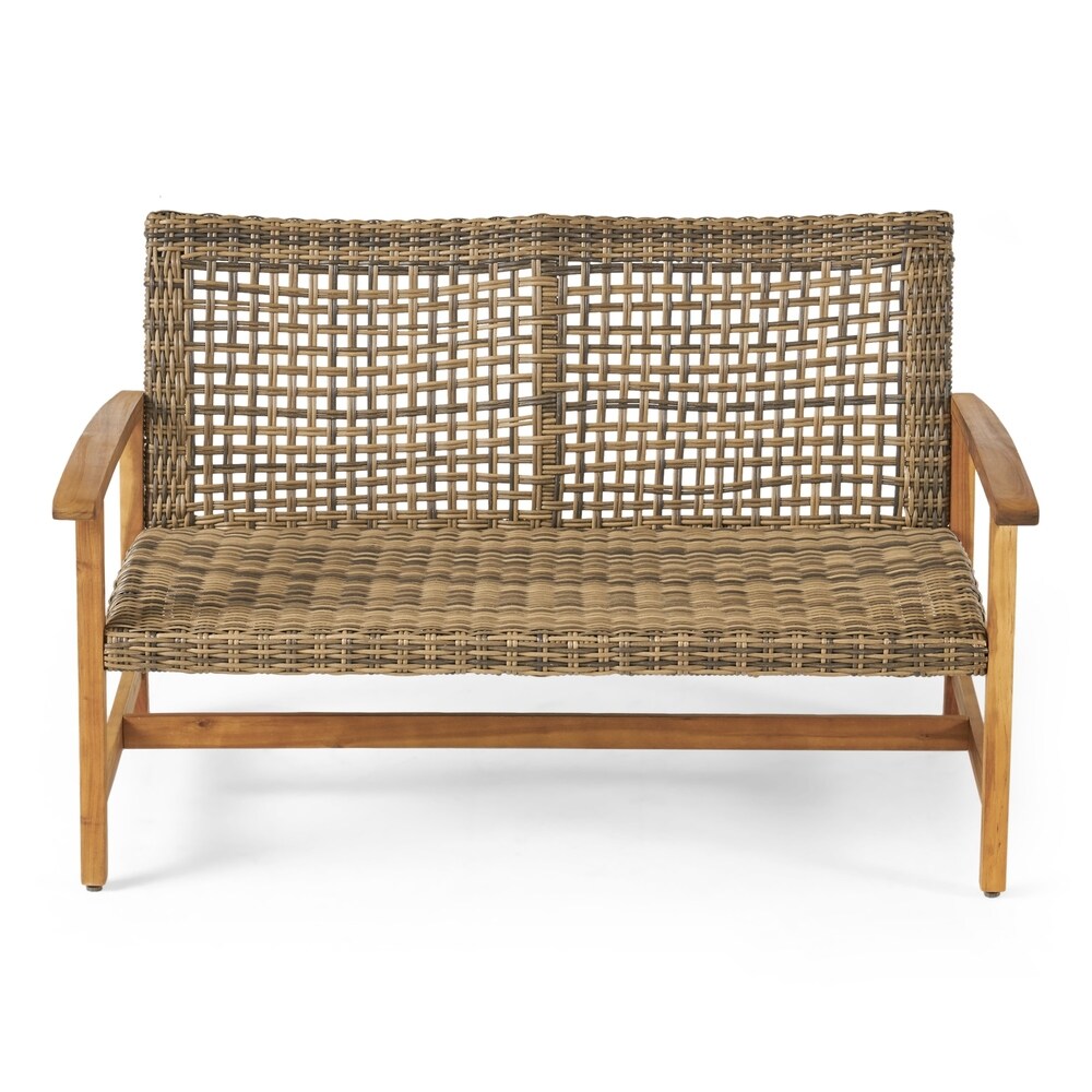 Hampton Outdoor Acacia/ PE Wicker Loveseat and Coffee Table Set by Christopher Knight Home