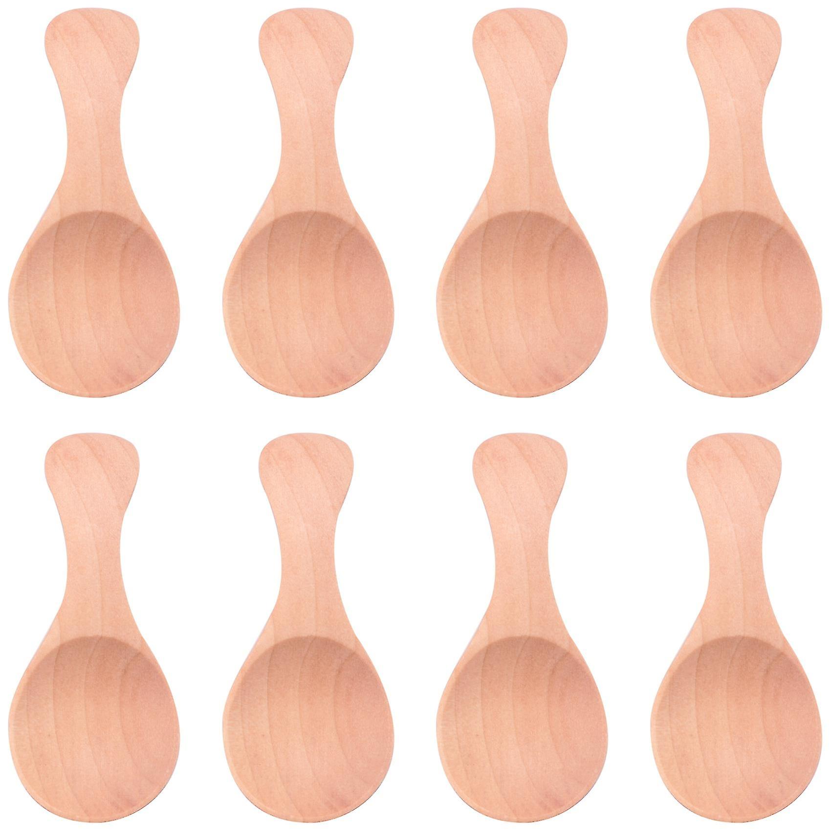 8pcs Small Wooden Salt Spoon Solid Wood Condiments Spoon Handmade Honey Teaspoon Seasoning Sugar Co