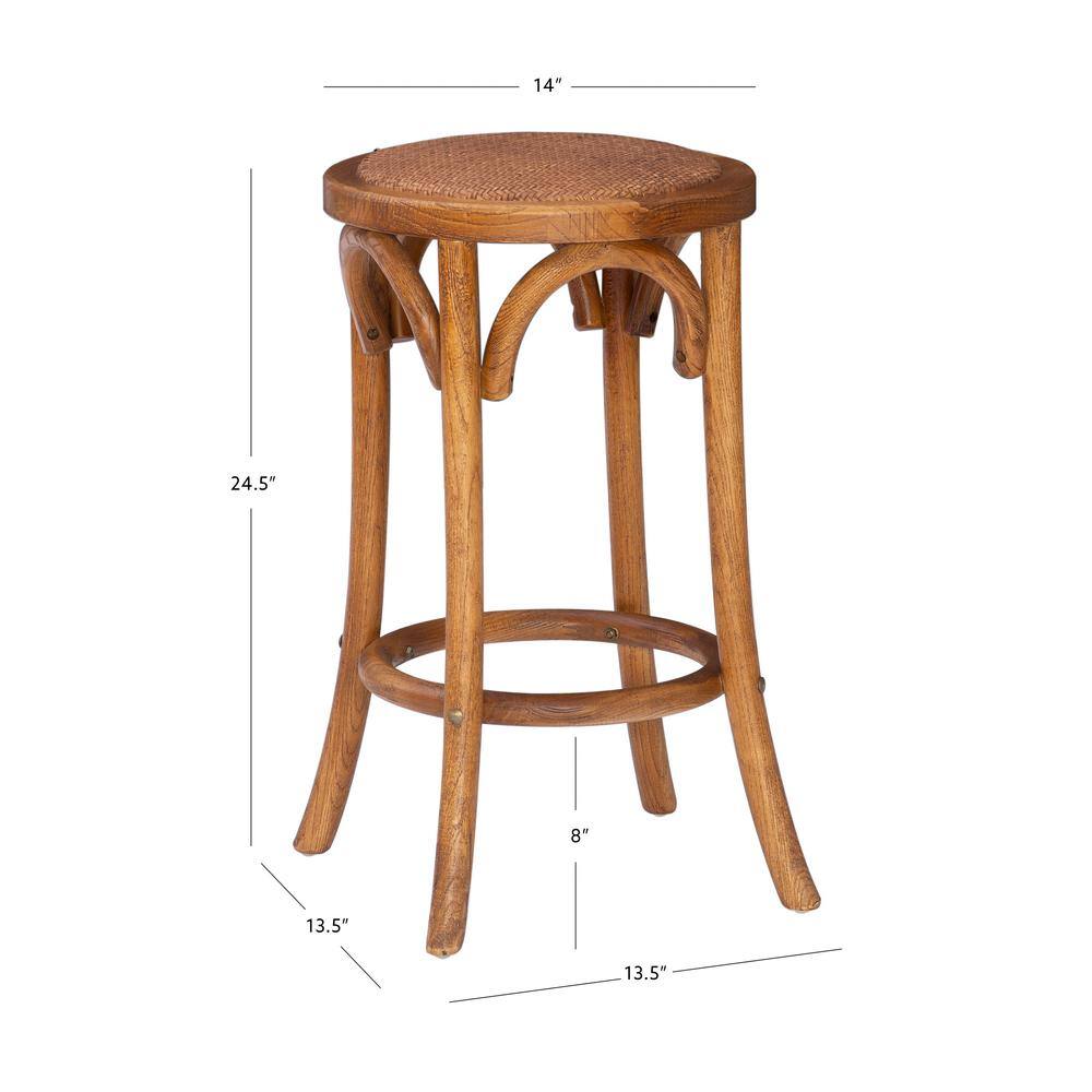 Linon Home Decor Bradford 24 in. Brown Walnut Backless Counter Stool THD01921