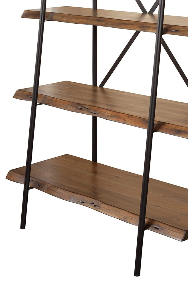 Benzara BM196029 Wooden Bookshelf  Sturdy Metal Frame  amp4 Shelves  Black  ampBrown   Industrial   Bookcases   by Uber Bazaar  Houzz