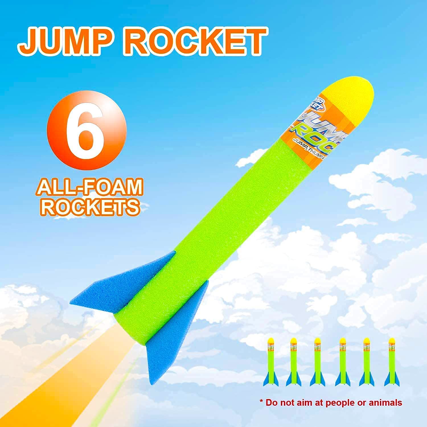 TOY Life Toy Rocket Launcher for Kids with 6 Foam Rockets Refills Air Rocket Launcher for Kids 3-5 Shoots up to 100 feet Outdoors Outside Toys Gifts for Boys 3 4 5 6 7 Year Old