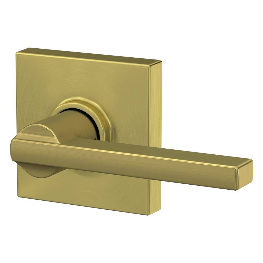 Schlage Latitude Satin Brass Passage HallCloset Door Handle with Collins Trim F10 V LAT 608 COL