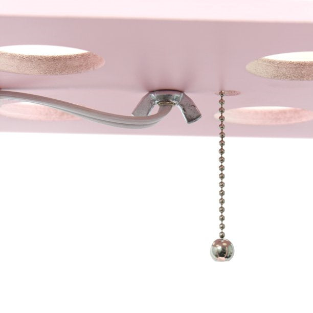 Floor Lamp  Storage Shelf with Linen Shade, Light Pink