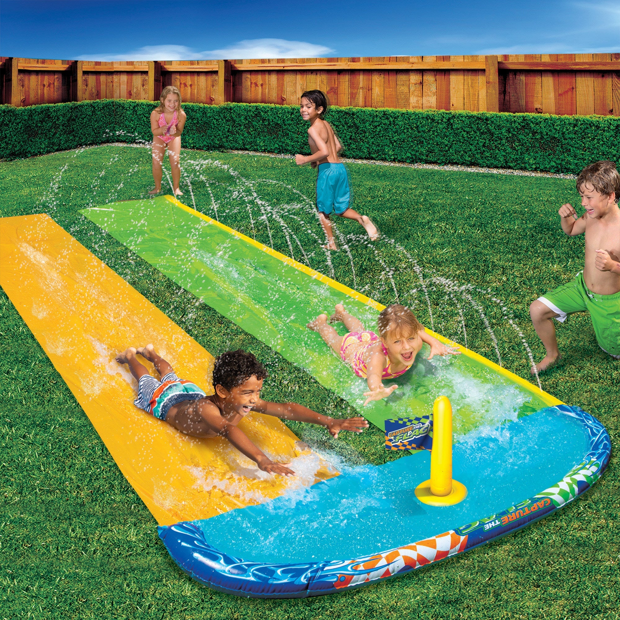 Banzai 16 Feet Long Capture The Flag Racing Water Slide - Be The First To Grab The Flag!