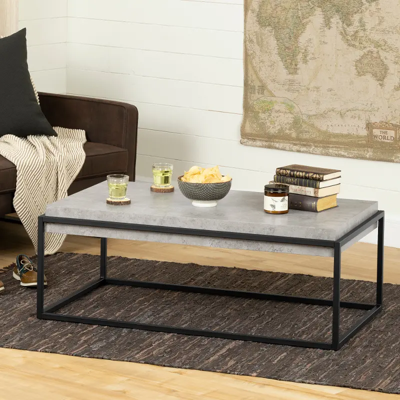 Mezzy Concrete Gray and Black Coffee Table - South Shore