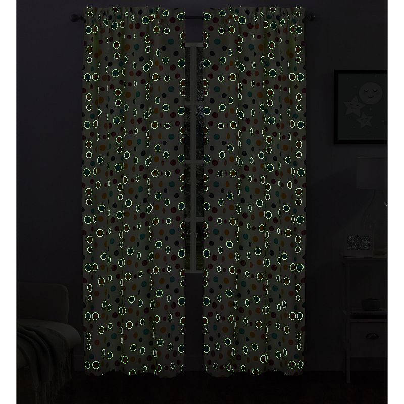 VCNY Home Polka Dots Glow-In-The-Dark Rod Pocket Set of 2 Window Curtain Panels