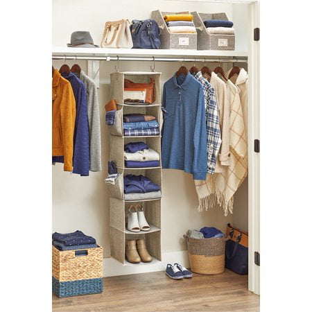 Better Homes & Gardens 6-Shelf Hanging Closet Organizer with 3 Side Pockets