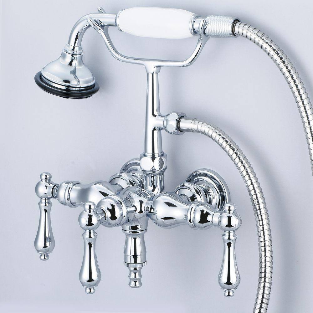 Water Creation 3-Handle Vintage Claw Foot Tub Faucet with Hand Shower and Lever Handles in Triple Plated Chrome F6-0017-01-AL