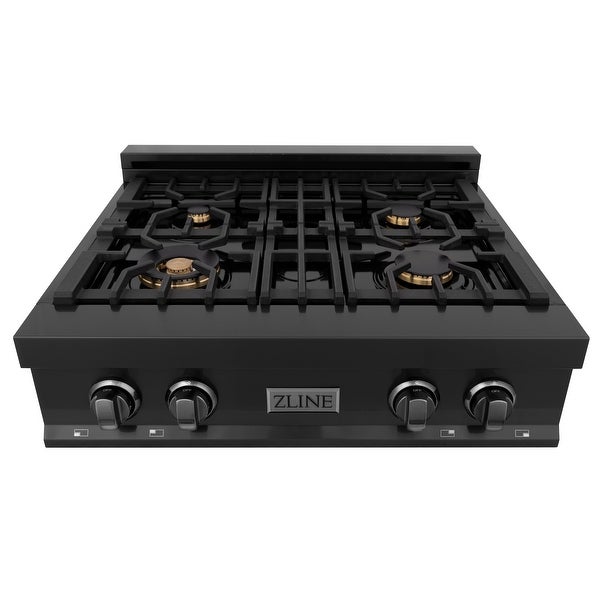 ZLINE Porcelain Stovetop in Black Stainless Steel - Gas Brass Burners