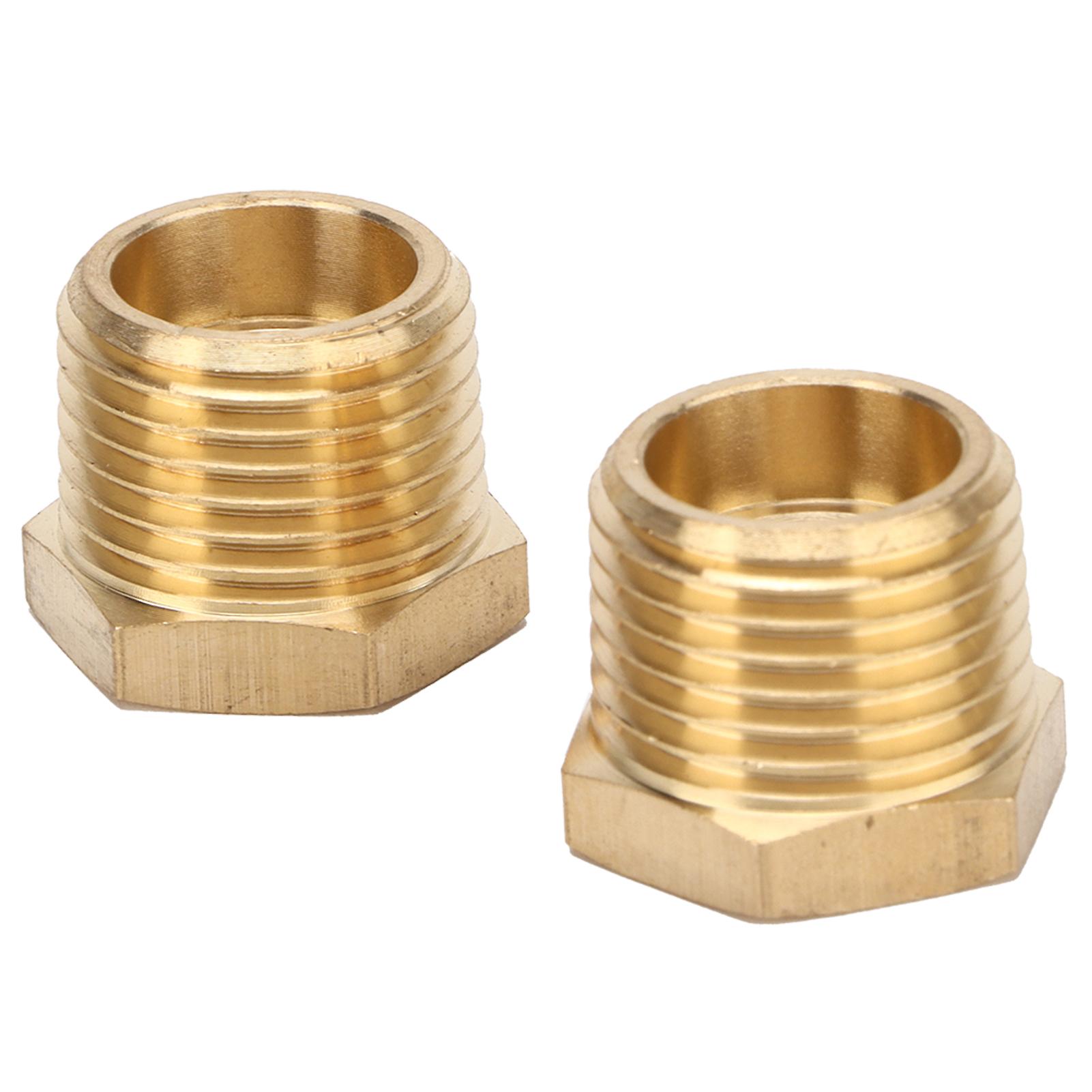 2pcs Brass Hex Reducer Bushing 1/2 Npt Male To 1/4 Npt Female Tube Hose Adapter Car Accessories