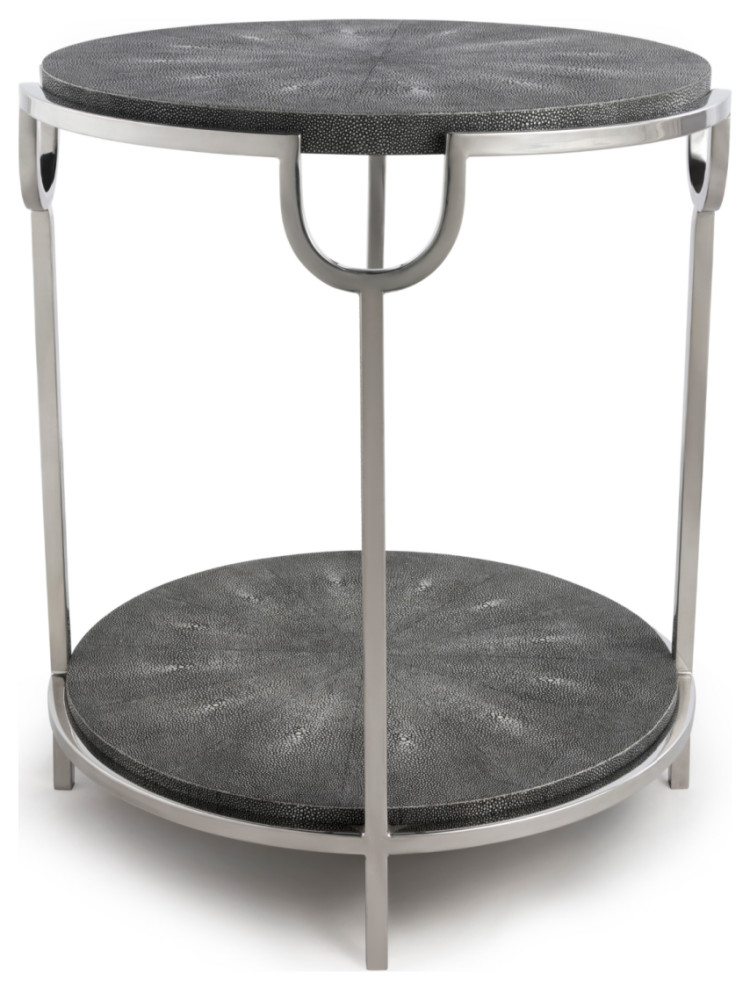 Gray Shagreen Side Table with Undershelf  Andrew Martin Katia   Contemporary   Side Tables And End Tables   by Oroa   Distinctive Furniture  Houzz