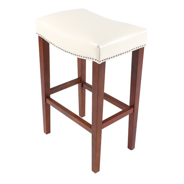 2pcs Modern Leather Upholstered Barstool with Nailhead Trim