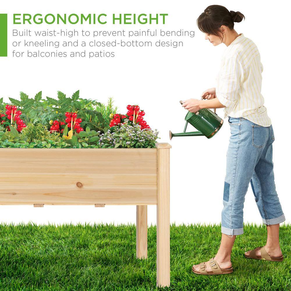 48 in. x 24 in. x 30 in. Raised Garden Bed Elevated Wood Planter Box Stand for Backyard Patio Balcony wBed Liner PUA0DQ