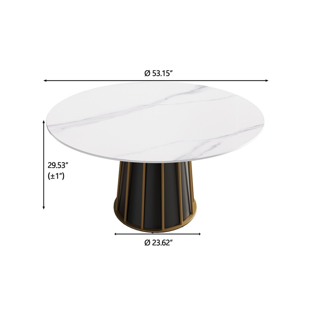 Round Metal Pedestal Dining Table Round Sintered Stone Table.