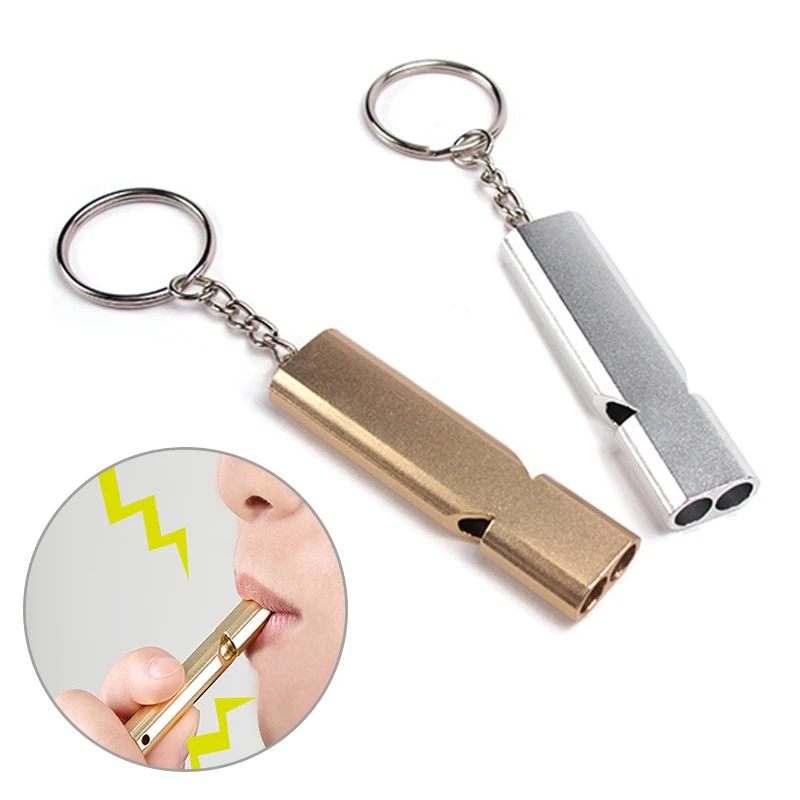 Aluminum alloy whistle outdoor high decibel portable key chain whistle hiking camping survival emergency multi functional team s