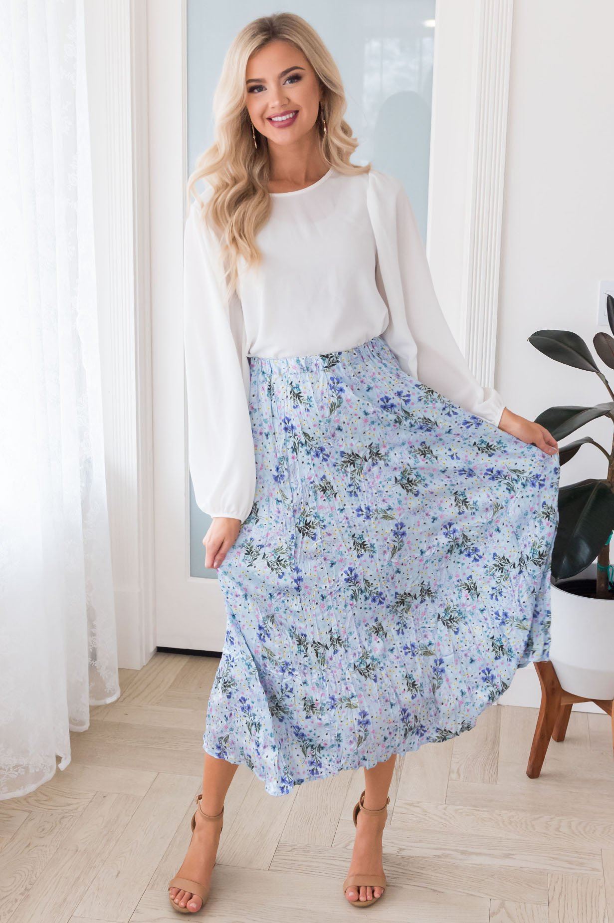 Happy Spring Modest Satin Skirt