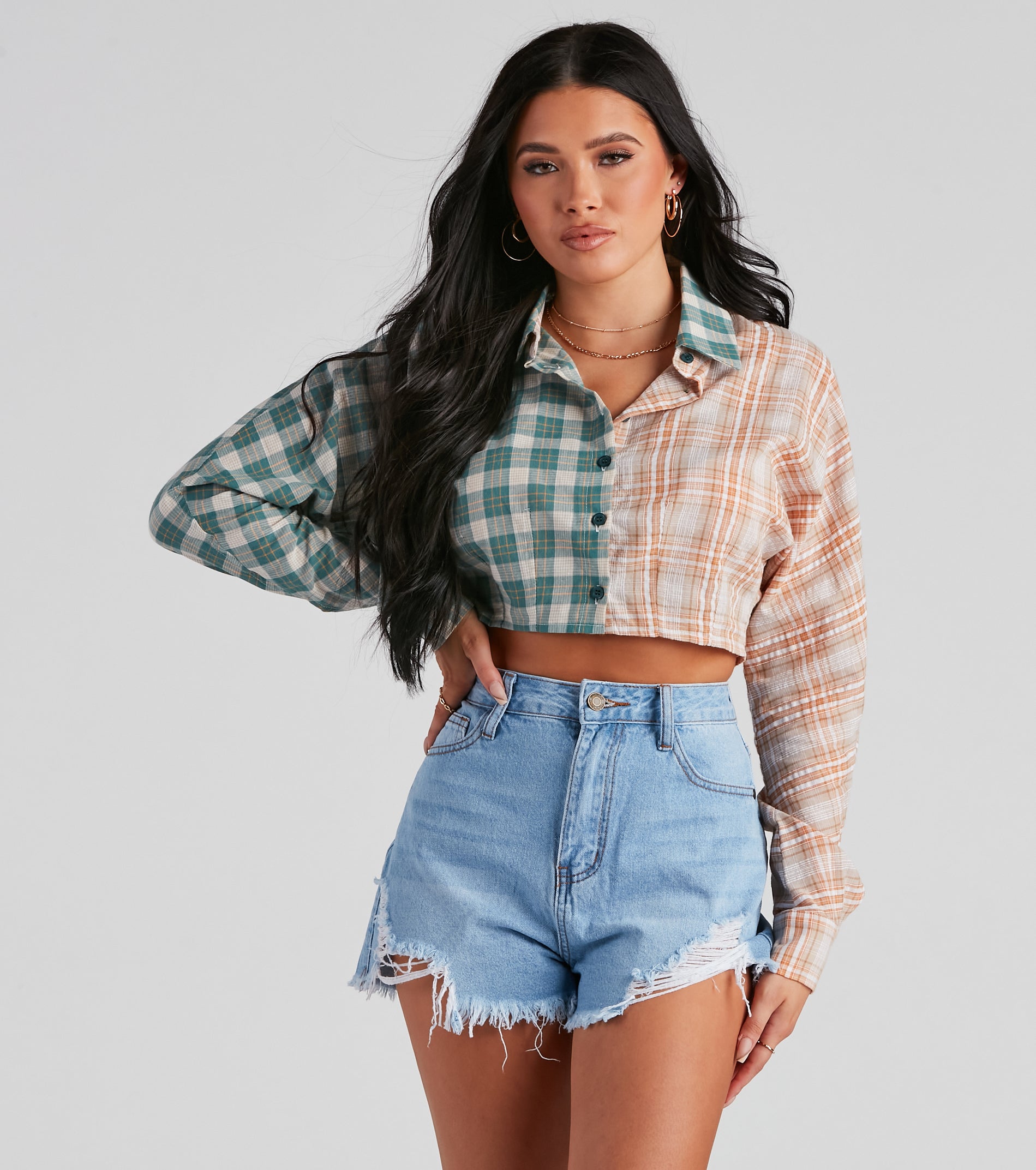 Checkin' In Plaid Crop Top