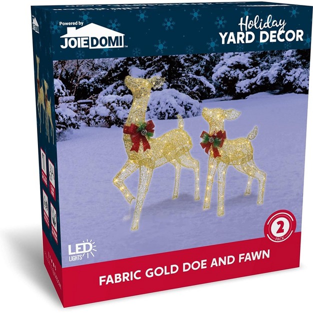 Joiedomi Christmas Reindeer Christmas Decoration Gold Doe And Fawn Yard Lights 2 Packs