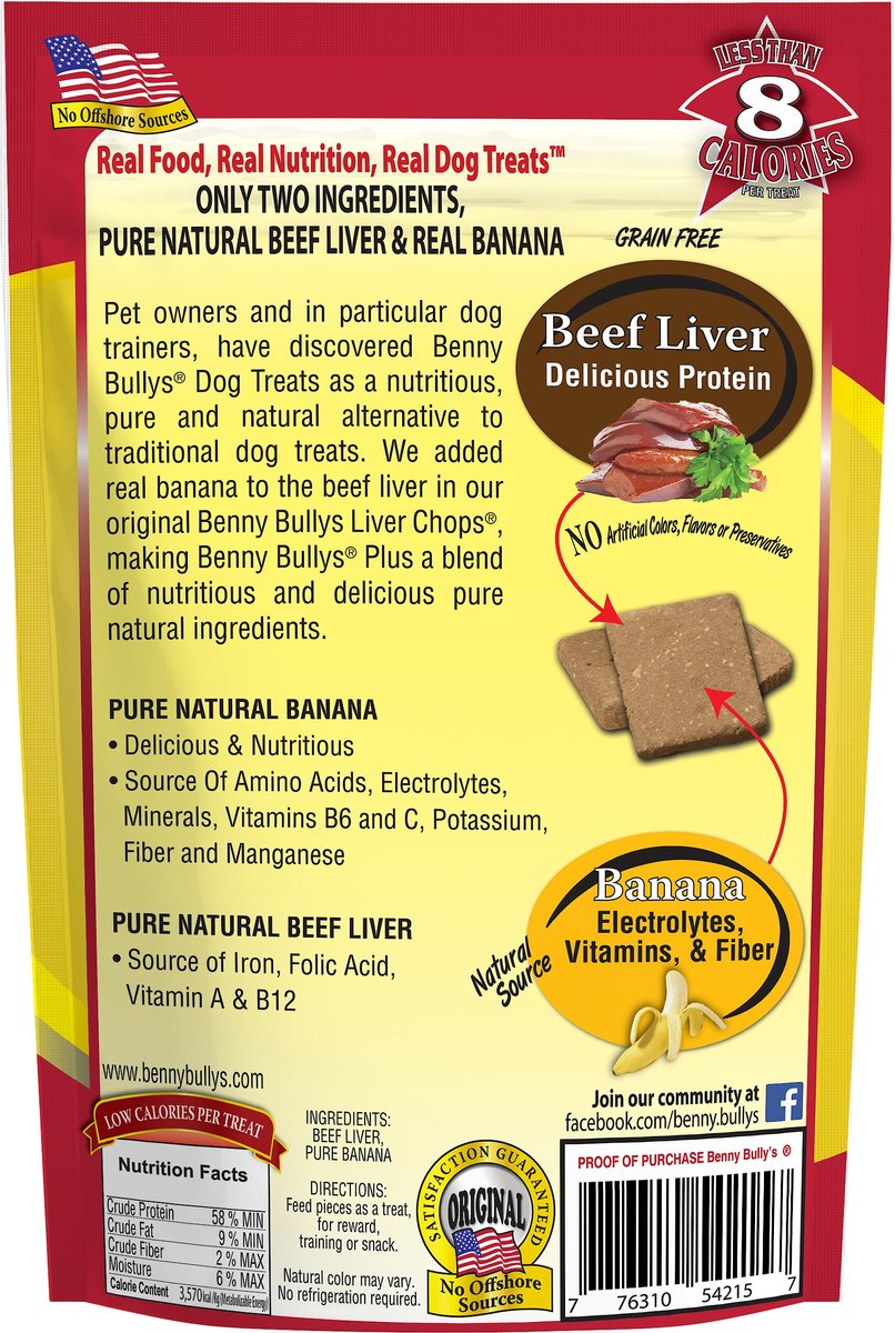 Benny Bullys Plus Beef Liver and Banana Freeze-Dried Dog Treats， 2.1-oz bag