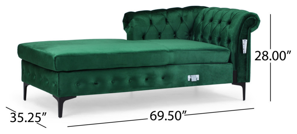 Nathanial Velvet 3 Seater Sectional Sofa With Chaise Lounge   Contemporary   Sectional Sofas   by GDFStudio  Houzz