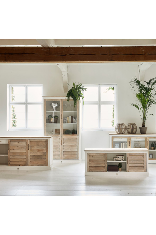 Wooden Glass Door Cabinet  Rivi√®ra Maison Pacifica   Transitional   Accent Chests And Cabinets   by Oroa   Distinctive Furniture  Houzz