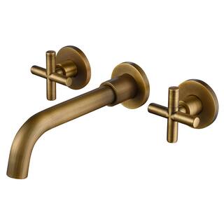 Boyel Living Double Handle Wall Mounted Faucet with Valve in Antique Bronze BM2276A