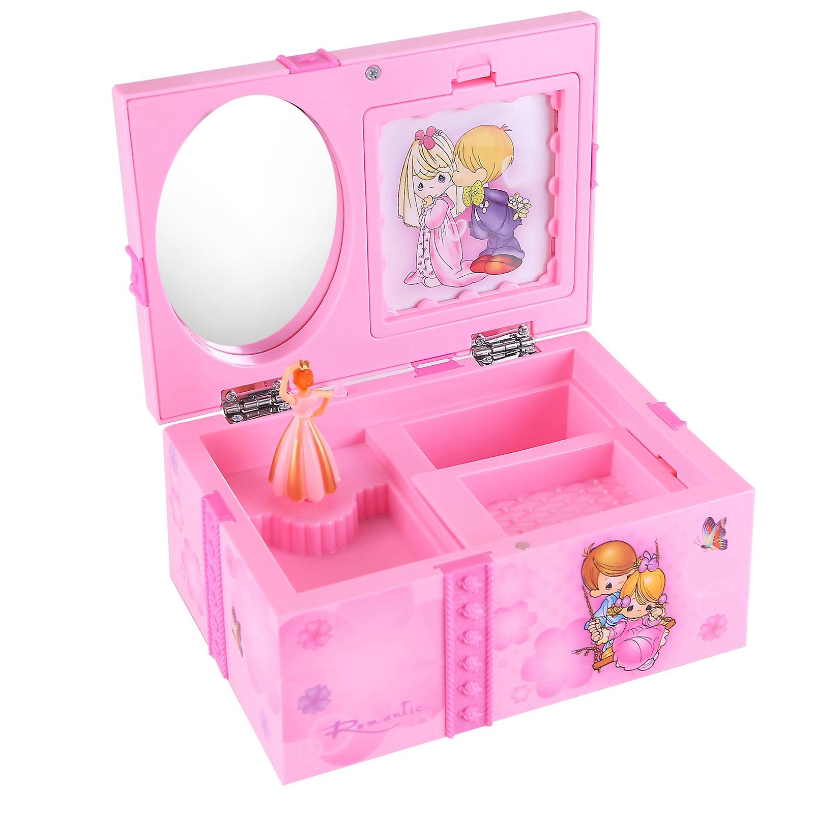 Ballet Girl Music Box With Makeup Mirror Rotating Dancing Jewelry Box Christmas Birthday Gift Purple