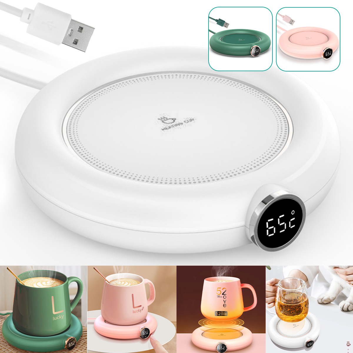 Protoiya Cup Warmer 3 Setting Coffee Cup Mug Warmer 10W 5V2A USB Heating Warm Cup Mat for Tea Milk Coffee