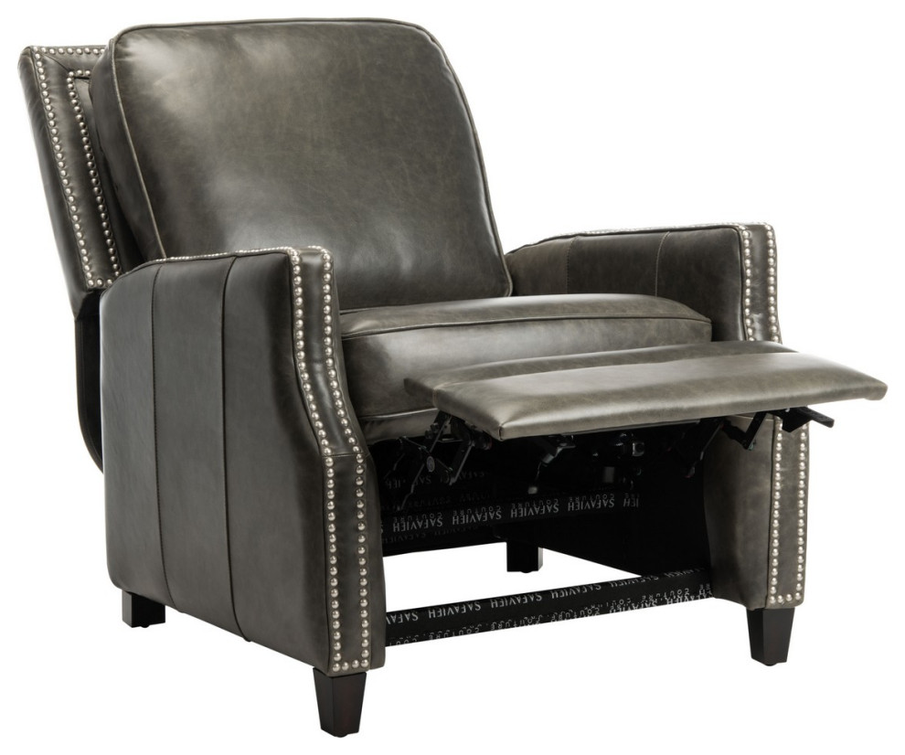 Stirling Leather Recliner Aged Black   Transitional   Recliner Chairs   by Peachtree Fine Furniture  Houzz