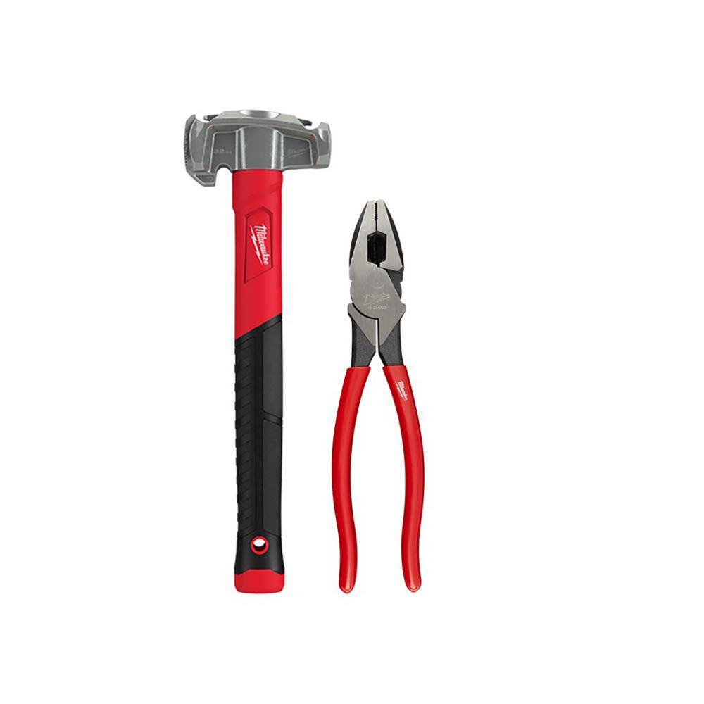 MW 36 oz. 4-in-1 Lineman's Hammer with 9 in. High-Leverage Lineman Pliers 48-22-9040-48-22-6502