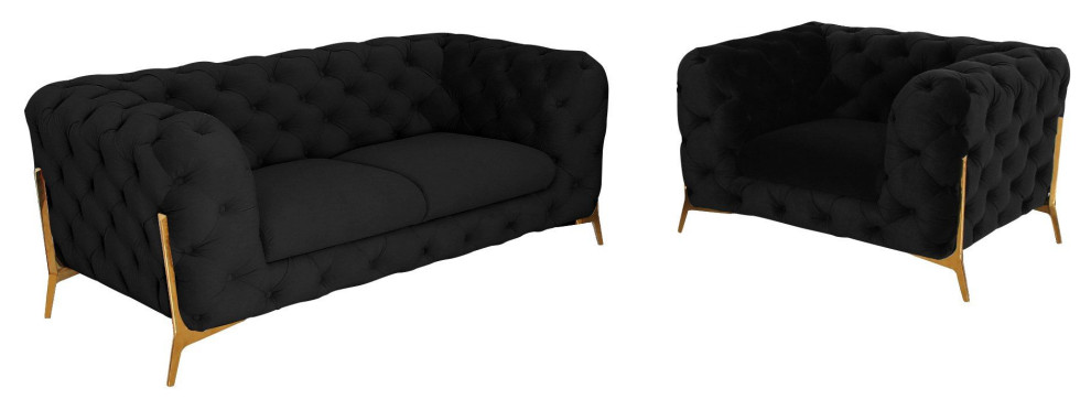 Divani Casa Quincey Transitional Black Velvet Chair   Contemporary   Armchairs And Accent Chairs   by Vig Furniture Inc.  Houzz