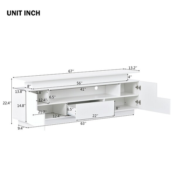 High Gloss UV Veneer TV Console RGB LED TV Stand with 4 Door TV Cabinet Entertainment Center