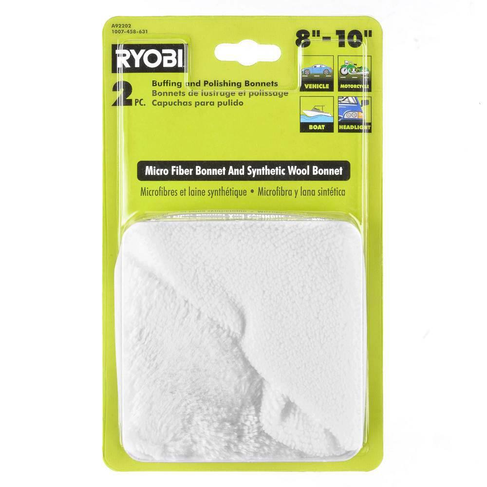 RYOBI 8 in. to 10 in. Buffing Bonnet Set (2-Piece) A92202