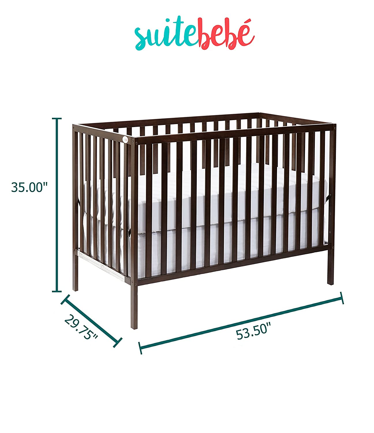 YELROL Palmer 3 in 1 Convertible Crib - Quick Ship  Espresso