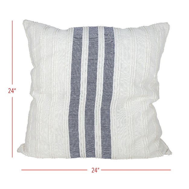 24x24 Inch Hand Woven Pillow Blue Cotton With Polyester Fill Foreside Home amp Garden