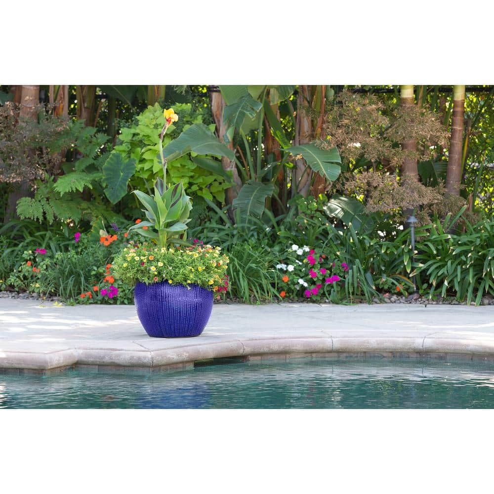 Trendspot 17 in. Dia Blue Calistoga Ceramic Planter CR01509N-17M