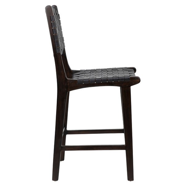 Maverick Woven Counter Stool， Espresso Teak - N/A