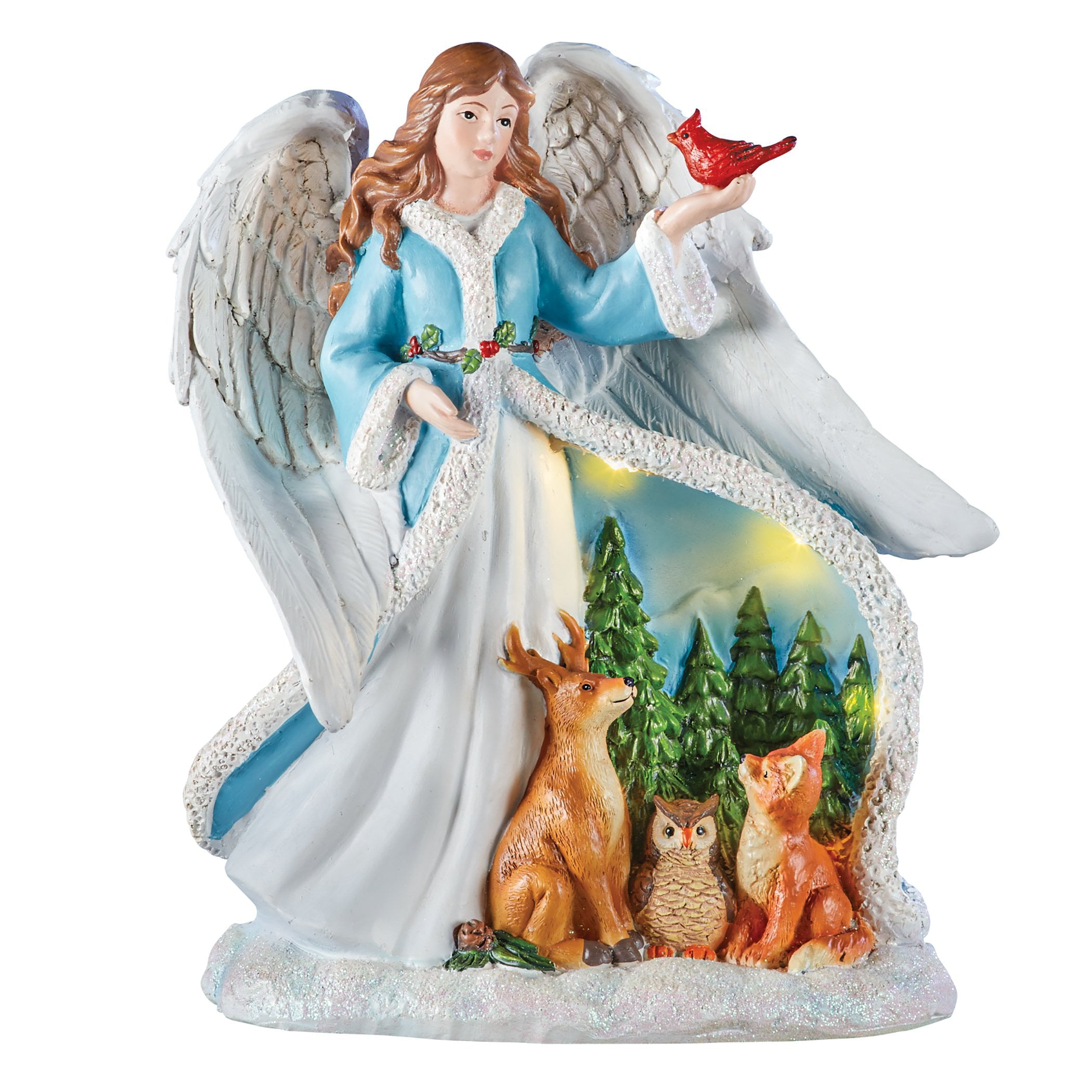 Collections Etc Solar Powered Angel with Animals Garden Statue