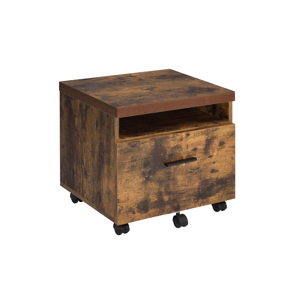 Industrial Style File Cabinet in Weathered  Wooden Top/ Metal Leg  For Offoce  Easy Assemble  Weathered Oak   Black