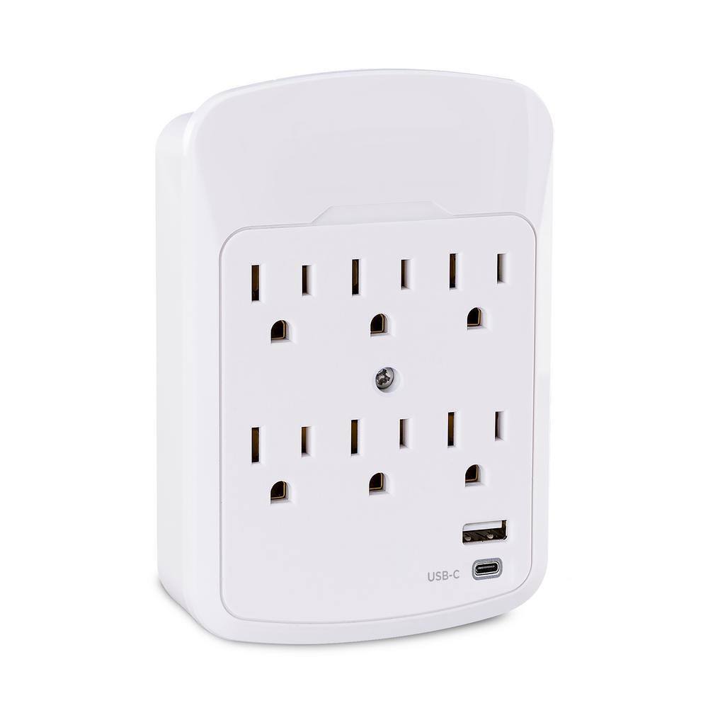 CyberPower 6-Outlet Surge Protector USB-A USB-C Wall Tap P600WUCHD