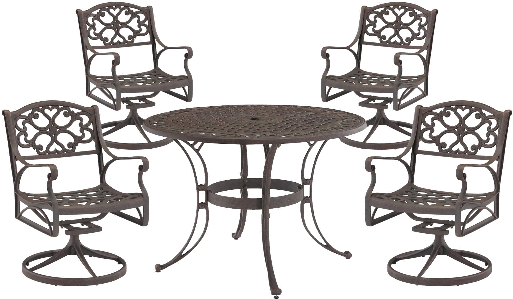 Sanibel 42 Bronze 5 Piece Outdoor Dining Set with Swivel Chairs