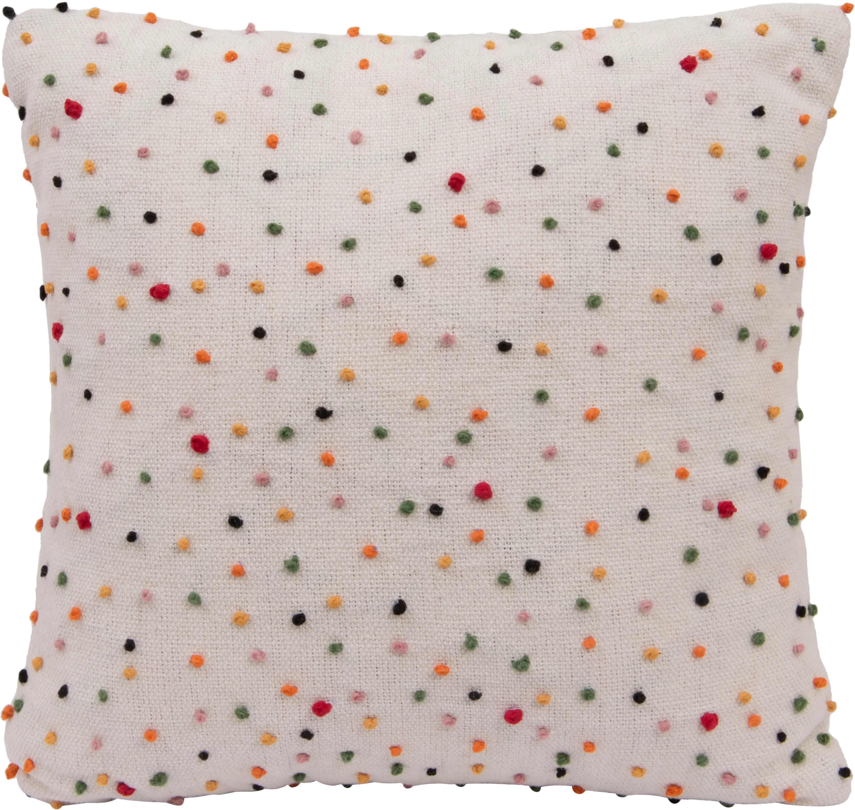 Cotton Throw Pillow with Multi Color French Knots