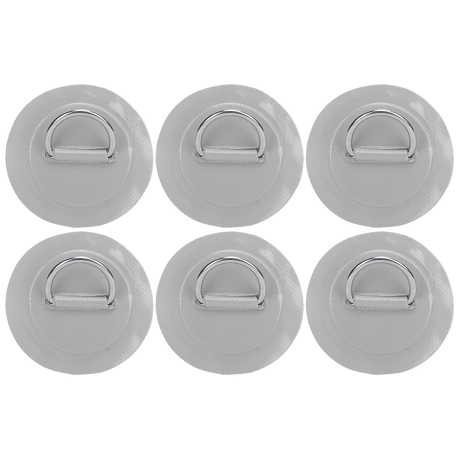 6 Pcs Inflatable Boat Dring Pad Patch Pvc Durable Marine Stainless Steel Fixed Bucklegray